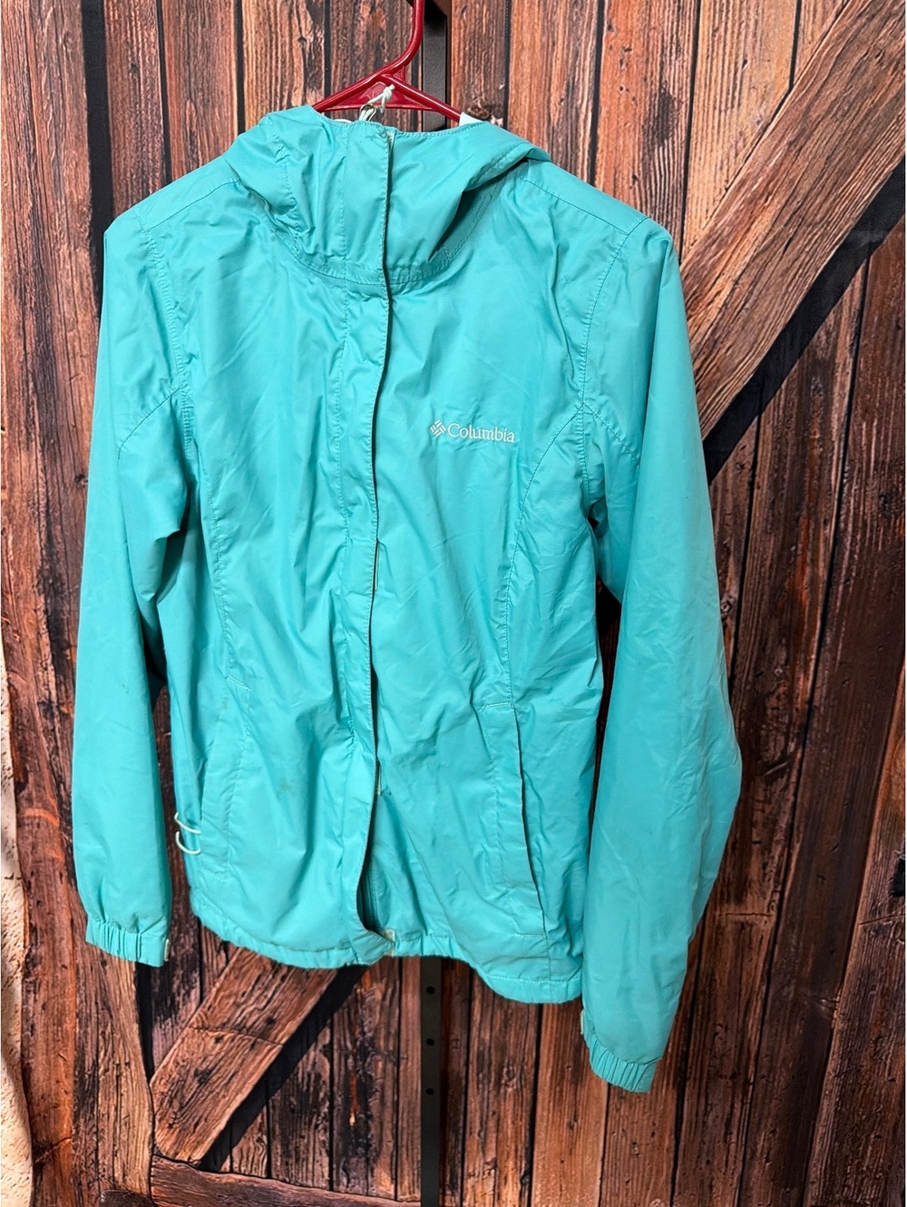 Columbia Women's Light Blue Hooded Windbreaker Jacket XS